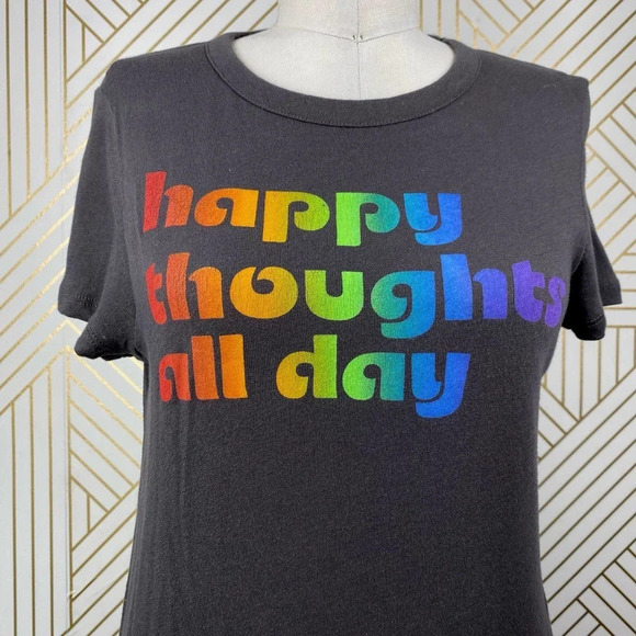 Chaser Happy Thoughts All Day Black Rainbow Tee - Picture 4 of 9